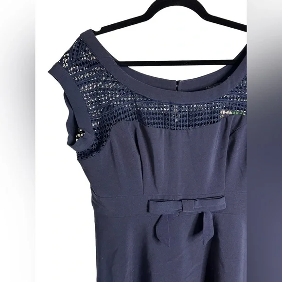 Modcloth Fervour Navy Blue Vintage Style 60s Housewife Bow Detail Dress Sz XL - Picture 4 of 14